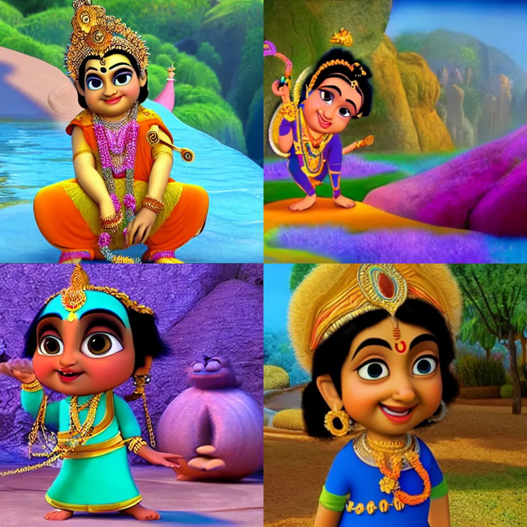 Prompt: Krishna as seen in Disney Pixar's Up (2009)