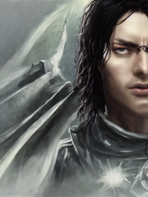 Image similar to levi ackerman, the lord of the rings, hyper detailed,, 8 k realistic, trending in artstation, digital painting, studio quality, cryengine, frostbite 3 engine, character design, smooth, sharp focus, art by artgerm and greg rutkowski and alphonse mucha and ian sprigger and wlop and krenz cushart