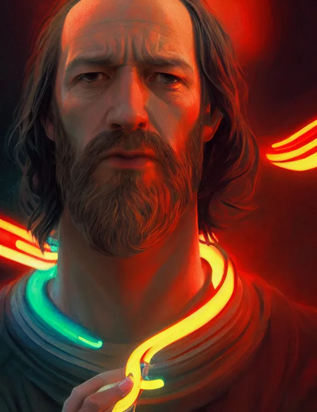 Image similar to conceptual portrait of andrew tate looking contemptuously at people, the lord of the rings, gloomy harbor, concept art of matte painting, art nouveau, beautiful illumination, swirling bright color lines, fantastically tasteless, aesthetic octane rendering, 8 k hd resolution, ilya kuvshinov, kushart krent and gilleard james