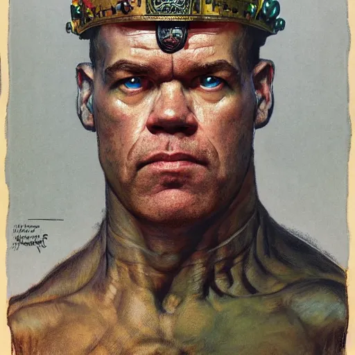 Prompt: upper body and head portrait of jocko willink as mutant solider wearing a crown, dystopian, by lawrence alma tadema and zdzislaw beksinski and norman rockwell and jack kirby and tom lovell and greg staples