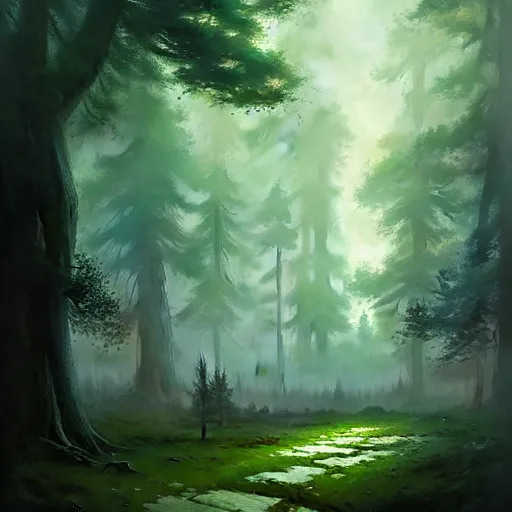 Image similar to a beautiful forest by Greg Rutkowski