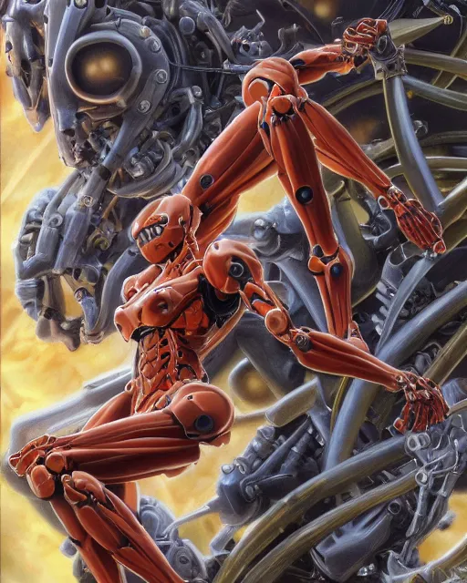 Image similar to evangelion by frank franzetta, biomechanical, 4 k, hyper detailed