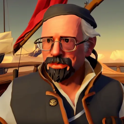 Image similar to Gameplay screenshot of Bernie Sanders in Sea of Thieves, character portrait, Unreal Engine