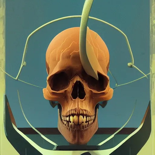 Image similar to A stunning profile of a symmetrical skull Simon Stalenhag, Trending on Artstation, 8K