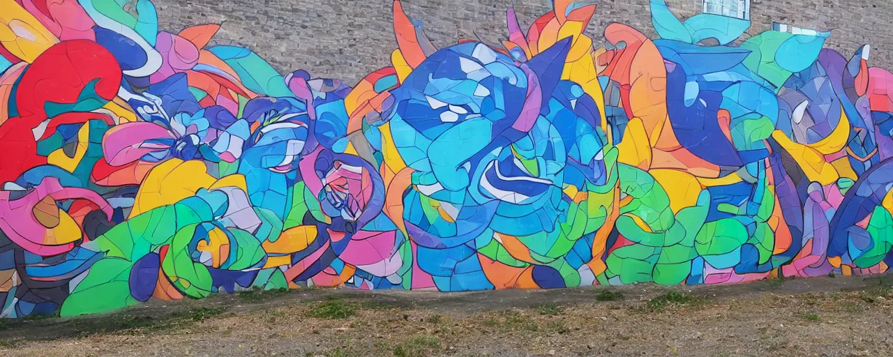 Prompt: a mural by loomit