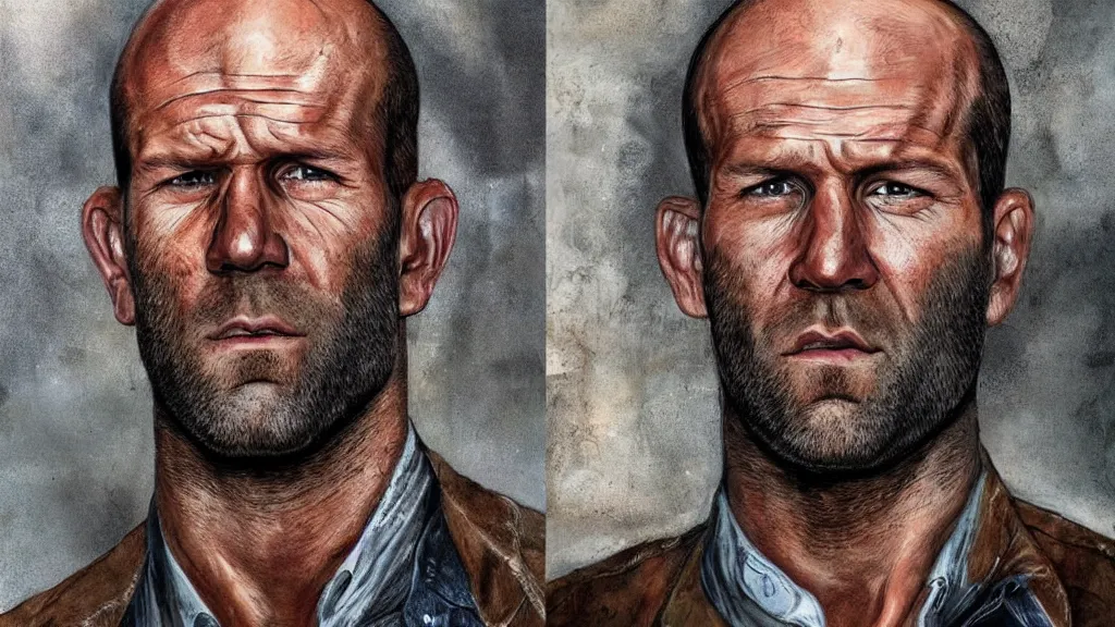 Image similar to ranchpunk tormented detailed portrait of jason statham at elderly age of 1 0 5