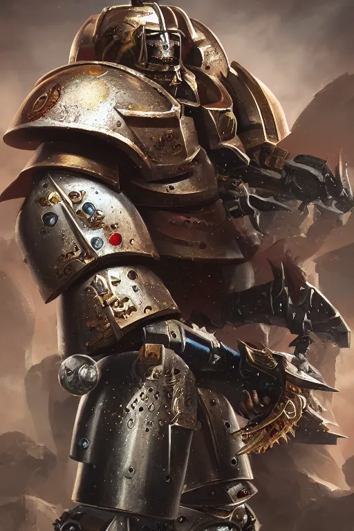 Image similar to armor portrait heros warhammer 4 0 k horus heresy fanart - the primarchs emperor by johannes helgeson animated with vfx concept artist & illustrator global illumination ray tracing hdr fanart arstation zbrush central hardmesh 8 k octane renderer comics stylized