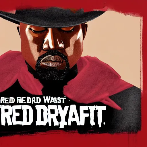 Image similar to kanye west in illustration red dead redemption 2 artwork of kanye west, in the style of red dead redemption 2 loading screen, by stephen bliss