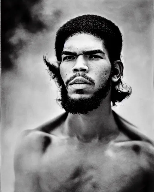 Image similar to Portrait of Jayson Tatum, Jayson Tatum as Che Guevara, Guerilla Heroica, Black and White, Photograph by Alberto Korda, inspiring, dignifying, national archives