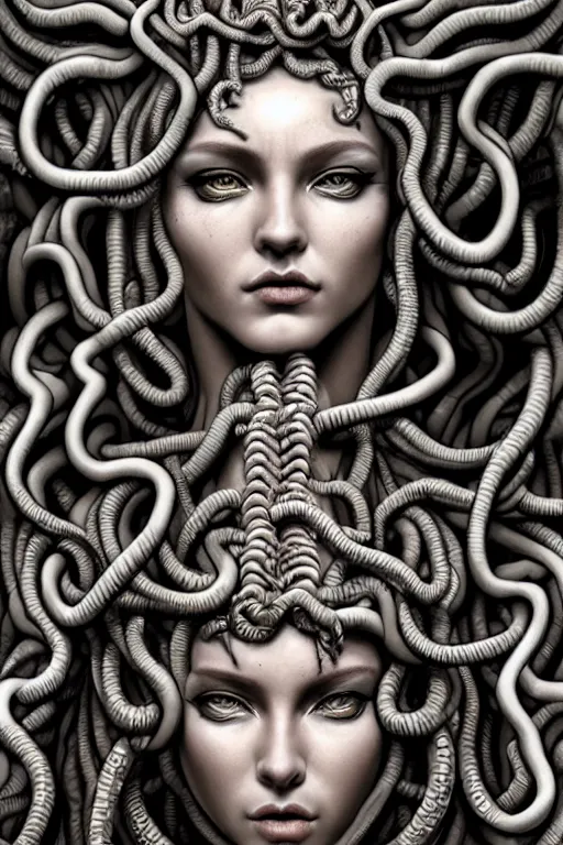 Image similar to medusa gorgon, detailed, highly detailed, hyper detailed, high definition, graffiti, beautiful composition, trending on artstation, award - winning photograph, masterpiece, intricate, portrait, 8 k highly professionally detailed, hdr, cgsociety