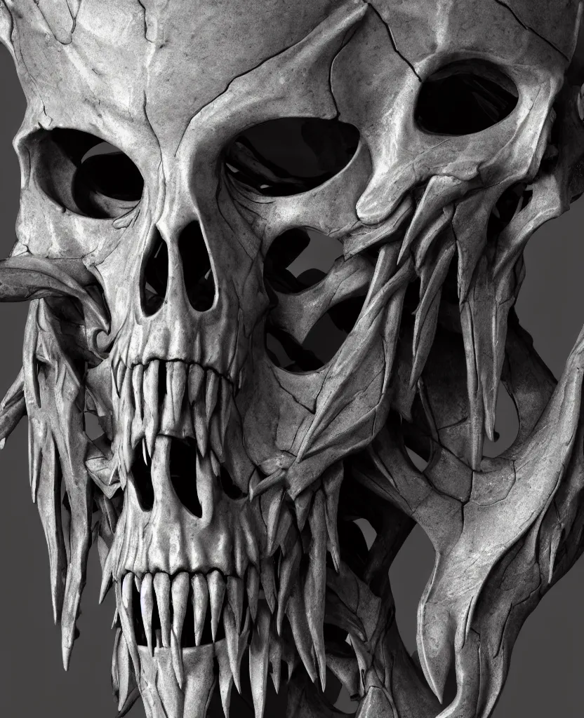 Image similar to close-up macro portrait of the face of a Joe Biden ram skull mask, epic angle and pose, ribcage skeleton symmetrical artwork, 3d with depth of field, blurred background, cybernetic jellyfish female face skull phoenix bird, translucent, nautilus, energy flows of water and fire. a highly detailed epic cinematic concept art CG render. made in Maya, Blender and Photoshop, octane render, excellent composition, cinematic dystopian brutalist atmosphere, dynamic dramatic cinematic lighting, aesthetic, very inspirational, arthouse. y Greg Rutkowski, Ilya Kuvshinov, WLOP, Stanley Artgerm Lau, Ruan Jia and Fenghua Zhong