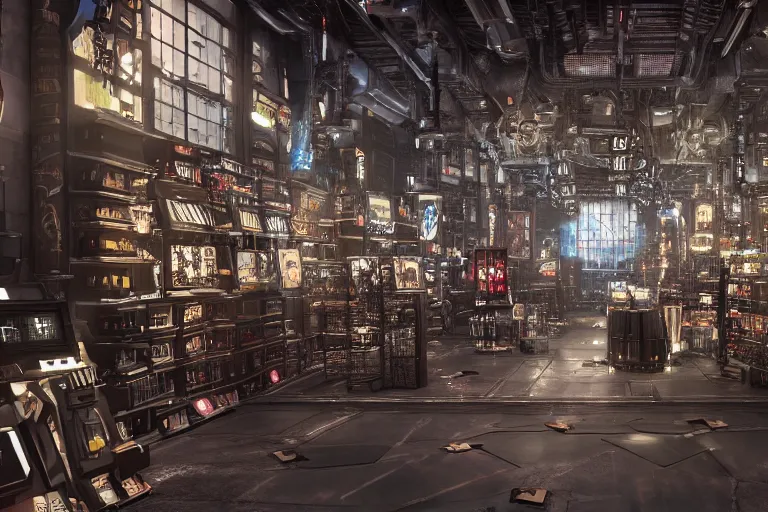 Image similar to Cybertron, inside of a Hot Topic store for goth Decepticons, cinematography by Wes Anderson, 4k octane render, photorealistic , cinematic lighting, Artstation