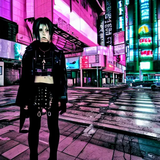 Prompt: gothic cyberpunk vampire in tokyo, vaporwave