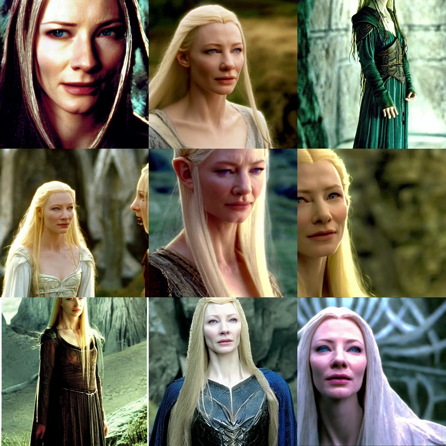 Prompt: in the lords of the ring ( 2 0 0 2 ) galadriel!!! ( ( cate blanchett ) )