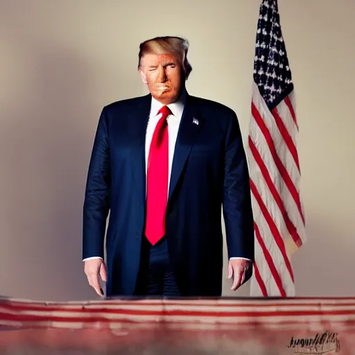 Prompt: a medium - shot still of donald trump, dictator gear, looking into the distance, natural light, photography, photorealistic by terry richardson