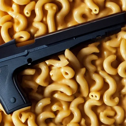 a gun made of mac and cheese, Stable Diffusion