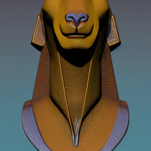 Image similar to anubis, nasus, digital model, head, detailed, beeple, art station, head