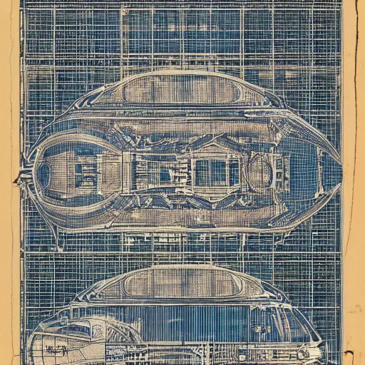 Prompt: A highly detailed intricate set of blueprint to build a spaceship