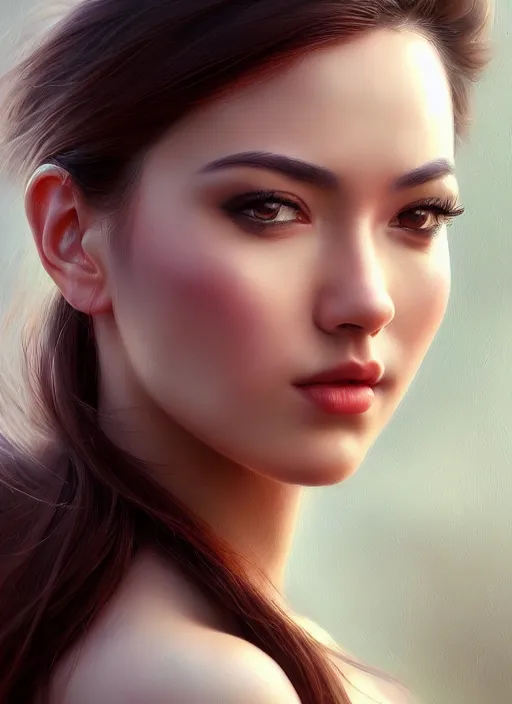 Image similar to photo of a gorgeous young woman in the style of stefan kostic, realistic, sharp focus, 8 k high definition, insanely detailed, intricate, elegant, art by stanley lau and artgerm