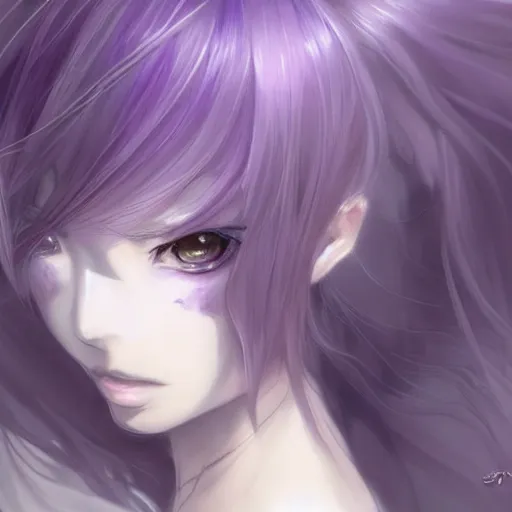 Prompt: Image of a gorgeous grown up anime women as a evil witch with purple short smooth shiny hair , pale white skin , open robotic eyes , artstation , 4K , Highly detailed , high quality , dramatic lighting , drawn by Yusuke Murata , elegant, highly detailed, centered, digital painting, artstation, concept art, artgerm, donato giancola, Joseph Christian Leyendecker, WLOP, Boris Vallejo, Artgerm