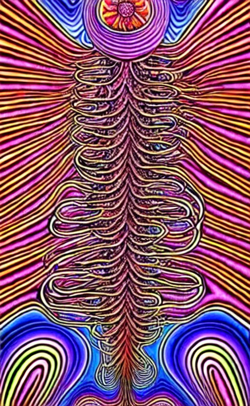 Prompt: trippy psychedelic mushrooms by alex grey