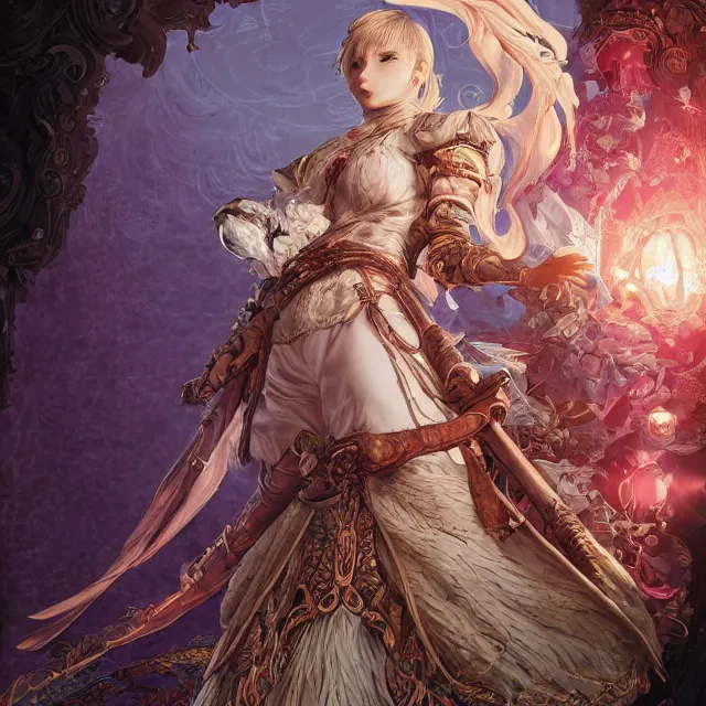 Image similar to the portrait of neutral good colorful female cleric bard as absurdly beautiful, gorgeous, elegant, skinny young gravure idol, an ultrafine hyperdetailed illustration by kim jung gi, irakli nadar, intricate linework, sharp focus, bright colors, octopath traveler, final fantasy, unreal engine 5 highly rendered, global illumination, radiant light, detailed and intricate environment