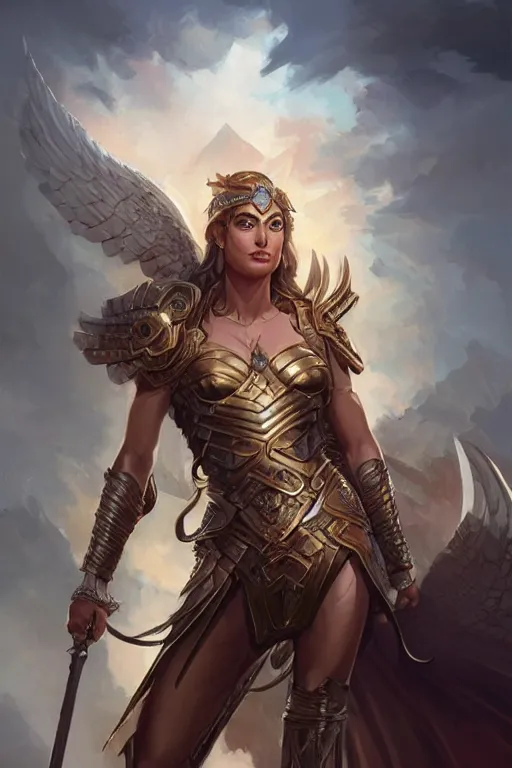 Image similar to amazon valkyrie athena, d & d, fantasy, portrait, highly detailed, headshot, digital painting, trending on artstation, concept art, sharp focus, illustration, art by artgerm and greg rutkowski and magali villeneuve