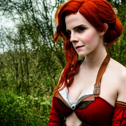 Image similar to Triss Merigold cosplay by Emma Watson, 8k, professional photography, cinematic studio shot