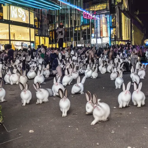 Prompt: rabbits are queueing in front of famous berlin techno night club, 8k resolution, beautiful detailed, insanely intricate details, hypermaximalistic