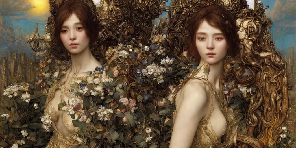 Image similar to masterpiece veracious pertinence, by Edgar Maxence and Ross Tran and Michael Whelan artistic, intricate drawing, realistic fantasy, baroque gothic oil painting, extremely detailed and beautiful aesthetic face, establishing shot, 8k resolution, dramatic lighting,