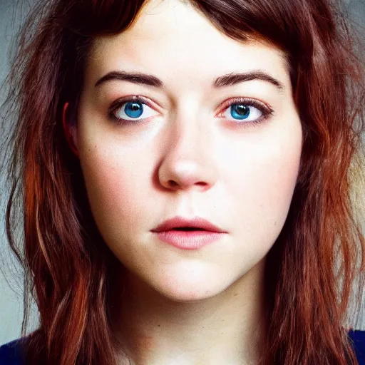 Image similar to a masterpiece portrait photo of a beautiful young woman who looks like a manic pixie dream girl mary elizabeth winstead, symmetrical face