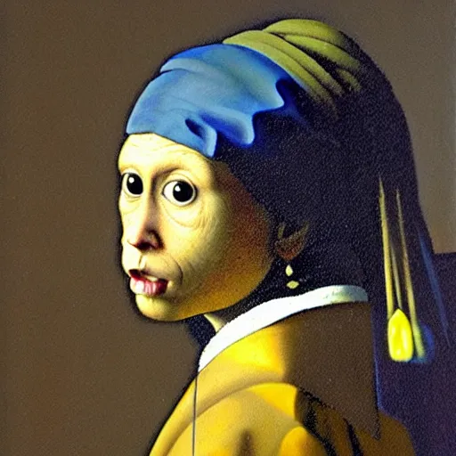 Image similar to a philosopher monkey lost deep in thought, portrait, by vermeer