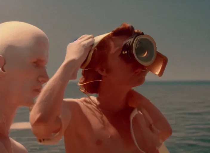 Image similar to still from a music video by matthew barney and wes anderson, anamorphic lens, kodakchrome : : 8 k