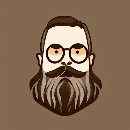 Prompt: bearded man using woodlathe, vector art, simple, clean, monochromatic