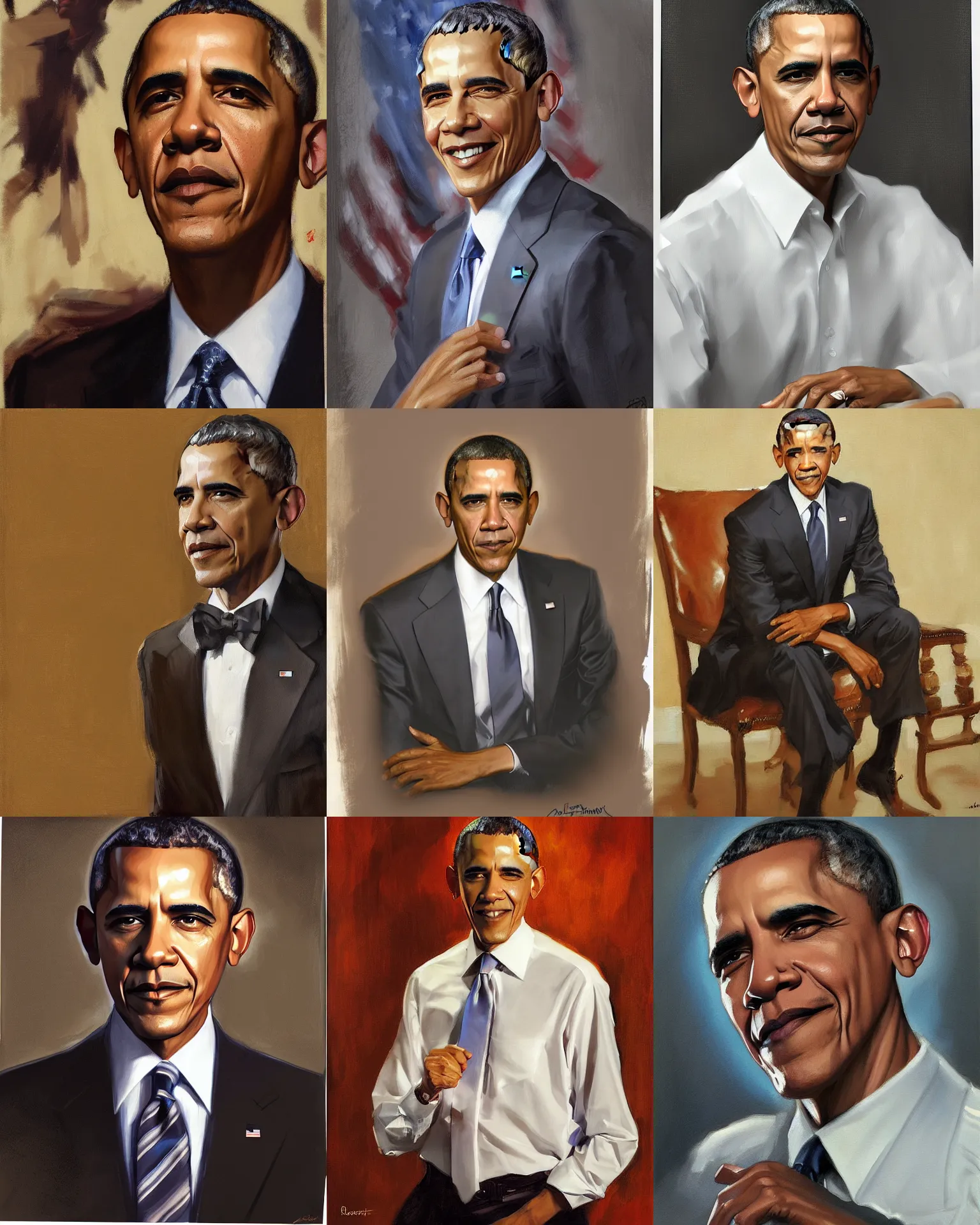 Prompt: obama, portrait painting by loish, leyendecker, richard schmid, craig mullins, john singer sargent, mandy jurgens, fully clothed