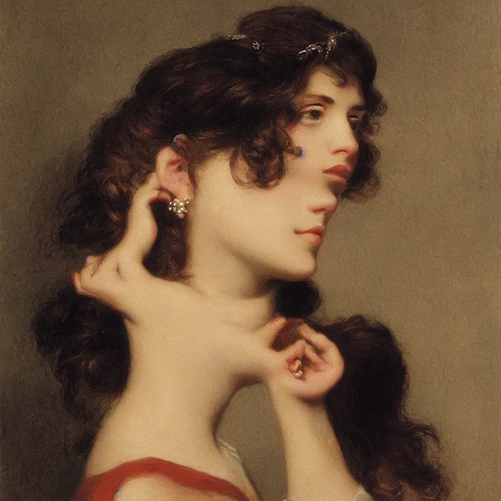 Image similar to girl with a pearl earringl, highly detailed, comicstyle, by albert bierstadt.
