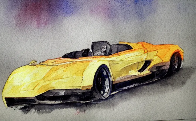 Prompt: colorful watercolor, sport car. by rembrant, by battle angel alita