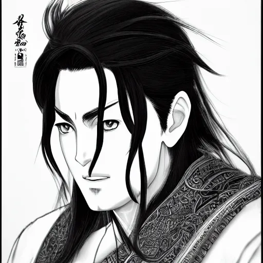 Prompt: an indian immortal xianxia cultivator with long black hair as an absurdly handsome, elegant, young anime man, ultrafine hyperrealistic detailed face illustration by kim jung gi, irakli nadar, intricate linework, sharp focus, bright colors, matte, gujian, final fantasy, unreal engine highly rendered, global illumination, radiant light, intricate environment