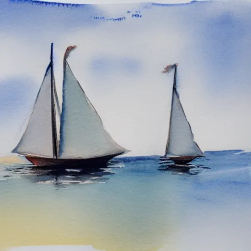 Image similar to watercolor painting of boat with sail