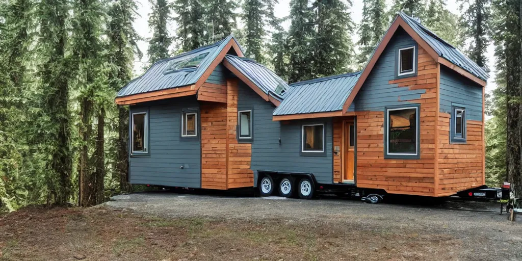 Prompt: expensive tiny house, well ventilated, attractive, cozy, pacific northwest