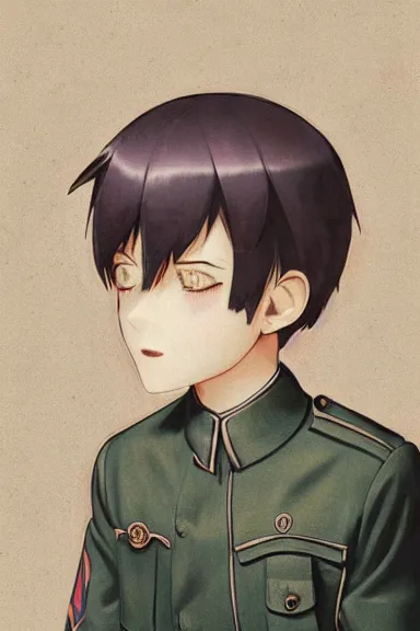 Image similar to beautiful little boy in nazi male uniform. made in abyss art style, sharps focus, cute detailed artwork, anatomically correct, ilya kuvshinov, reflection, perfect composition, wallpaper mobile, digital art, detailed anime soft face, symmetrical face, western comic, illustration, realistic, nazism, smooth, lois van baarle, soft details