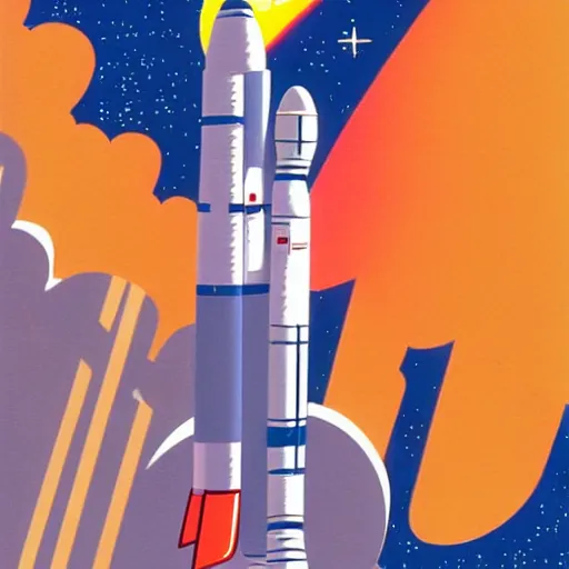 Image similar to An astronaut in space riding on a rocket, in the style of hiroshi nagai