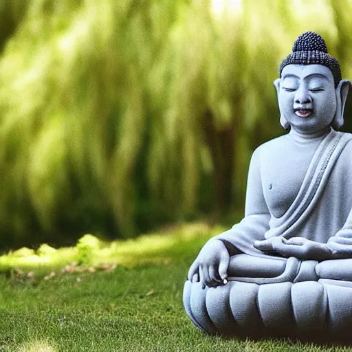 Prompt: “ a cute pig, meditating like buddha, large willow tree in the background. ”