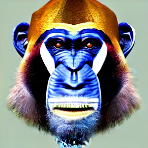 Prompt: digital art logo, gently smiling mandrill, big forehead, by Jonathan romeo , ultradetailed, trending on artstation,