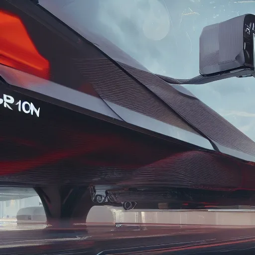 Image similar to sci-fi wall structure logotype and car on the coronation of napoleon painting and digital billboard in the middle, unreal engine 5, keyshot, octane, artstation trending, ultra high detail, ultra realistic, cinematic, 8k, 16k, in style of zaha hadid, in plastic, dark, tilt shift,