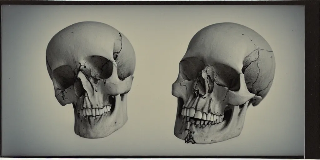 Prompt: polaroid of a skull