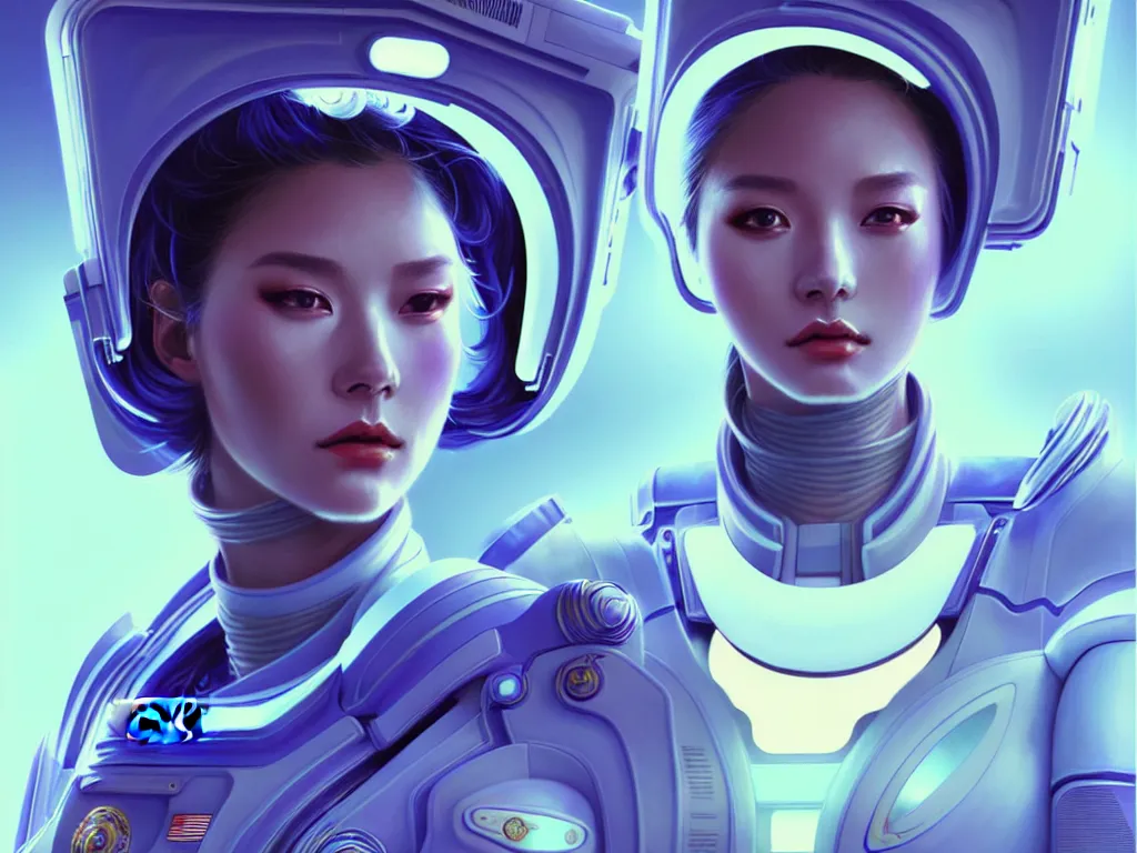 Image similar to portrait futuristic planet venus police uniform female, in a future huge spaceship internal, neon light, ssci - fi and fantasy, intricate and very very beautiful and elegant, highly detailed, digital painting, artstation, concept art, smooth and sharp focus, illustration, art by tan zi and ayanamikodon and alphonse mucha and wlop