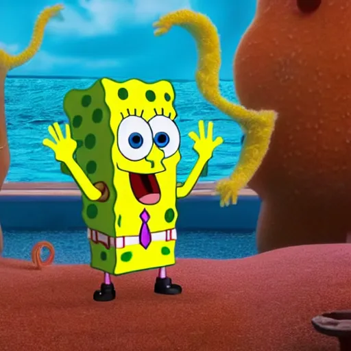 Prompt: spongebob in movie scene, 4 k, hdr, photorealistic, 4 k