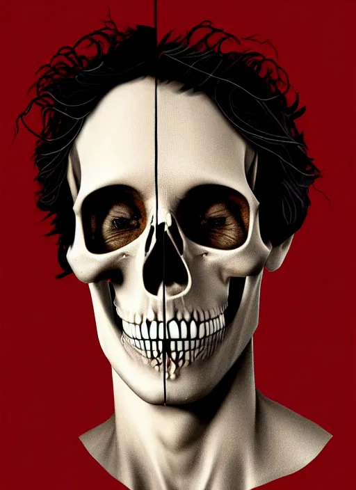 Prompt: a profile portrait of justin trudeau with a zippered opening into skull showing the cranial cavity, zippered opening in skull, inside head cobwebs, dust and rats, digital art, highly detailed, by david cronenberg, raphael, caravaggio