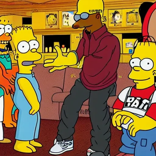 Prompt: travis scott and homer simpson rap battle, dramatic, epic